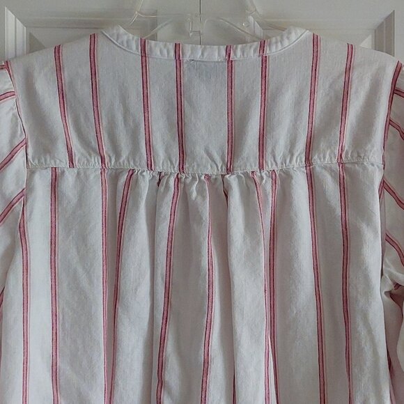 Splendid 3/4 Sleeve Red Stripe Linen Blend Blouse Women's Size L - Picture 6 of 9